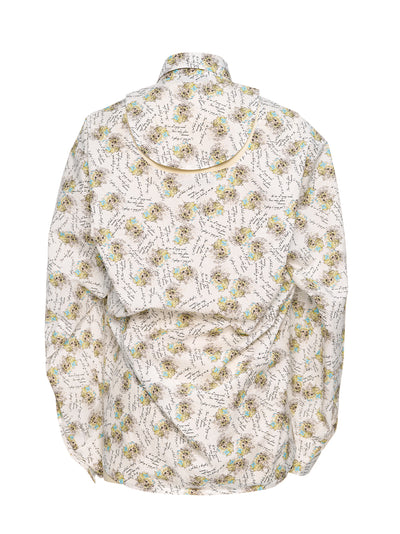 Crying Girl Print Movable Collar Shirt White Print