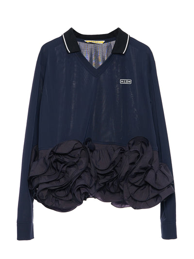 Flower Hem Top Navy