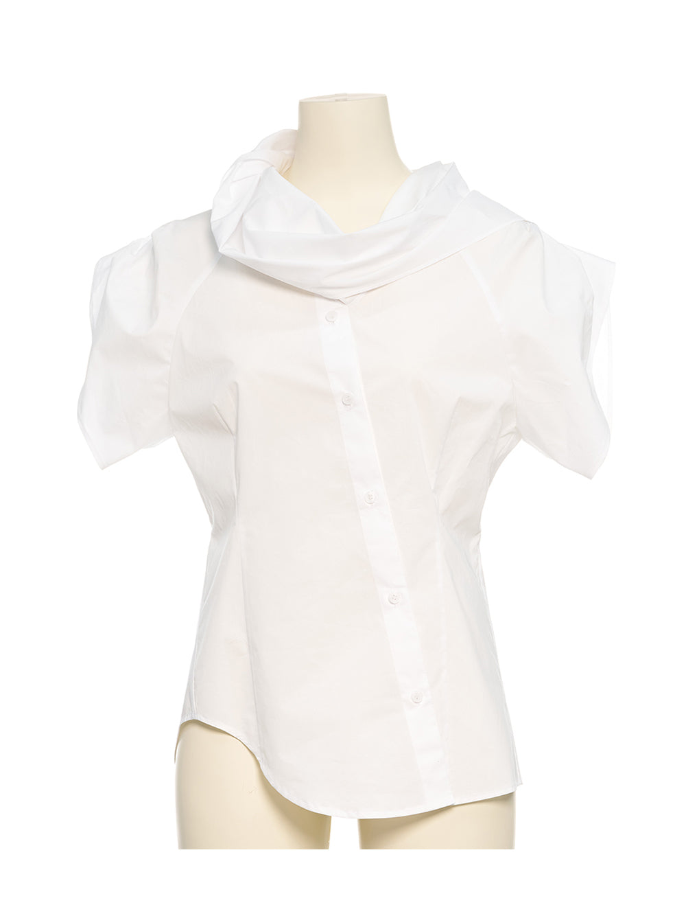 Diagonal Button Up Shirt White