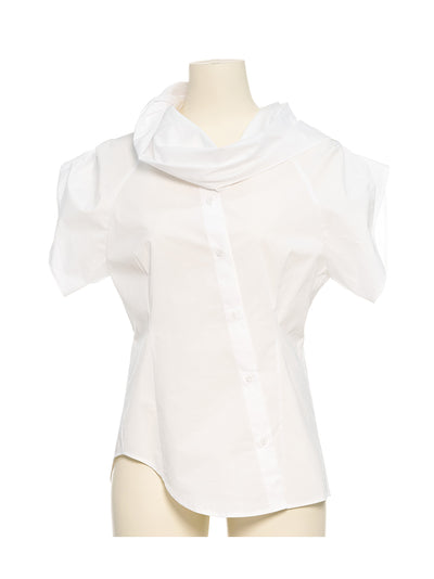 Diagonal Button Up Shirt White