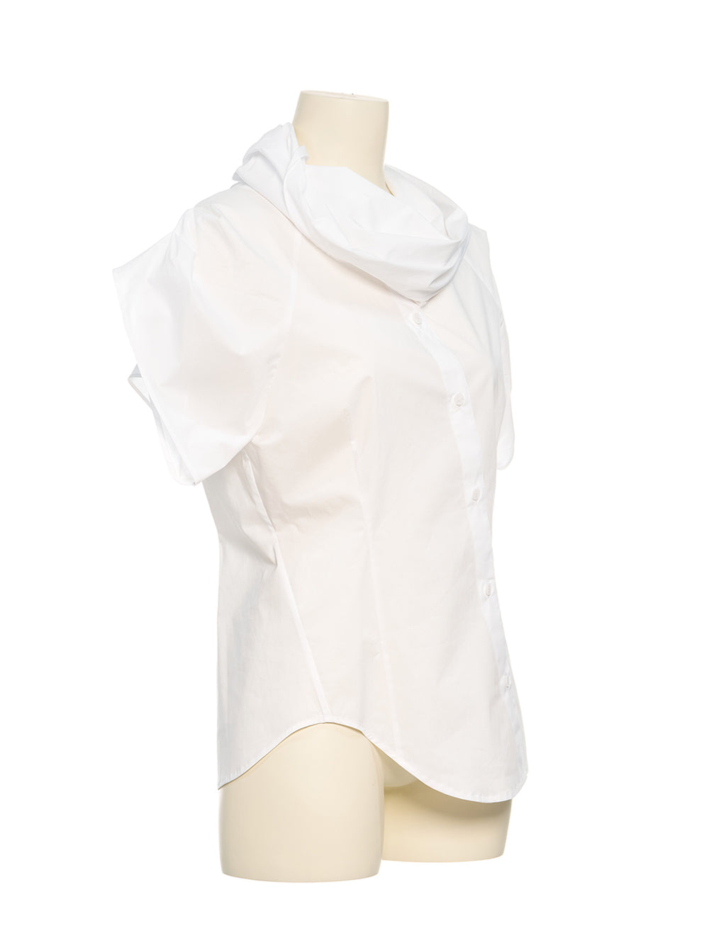 Diagonal Button Up Shirt White