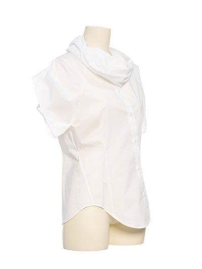 Diagonal Button Up Shirt White