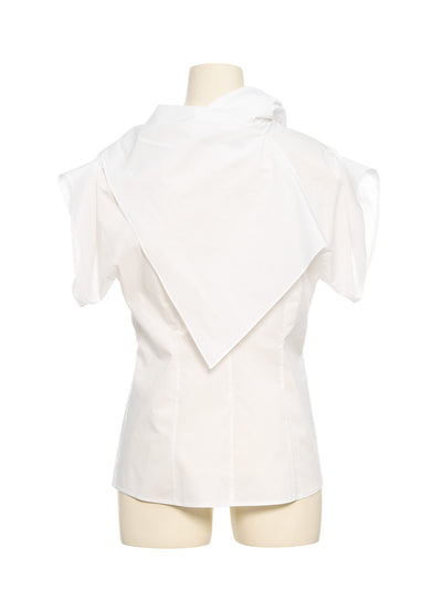Diagonal Button Up Shirt White