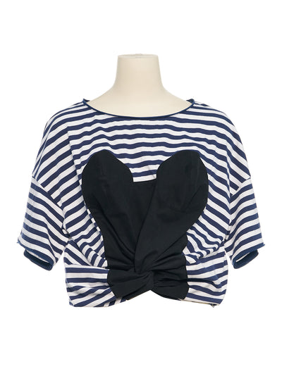 Twisted Hem Top Navy Stripe