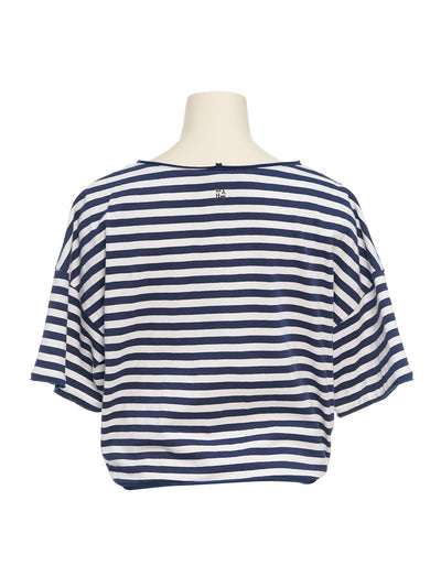 Twisted Hem Top Navy Stripe