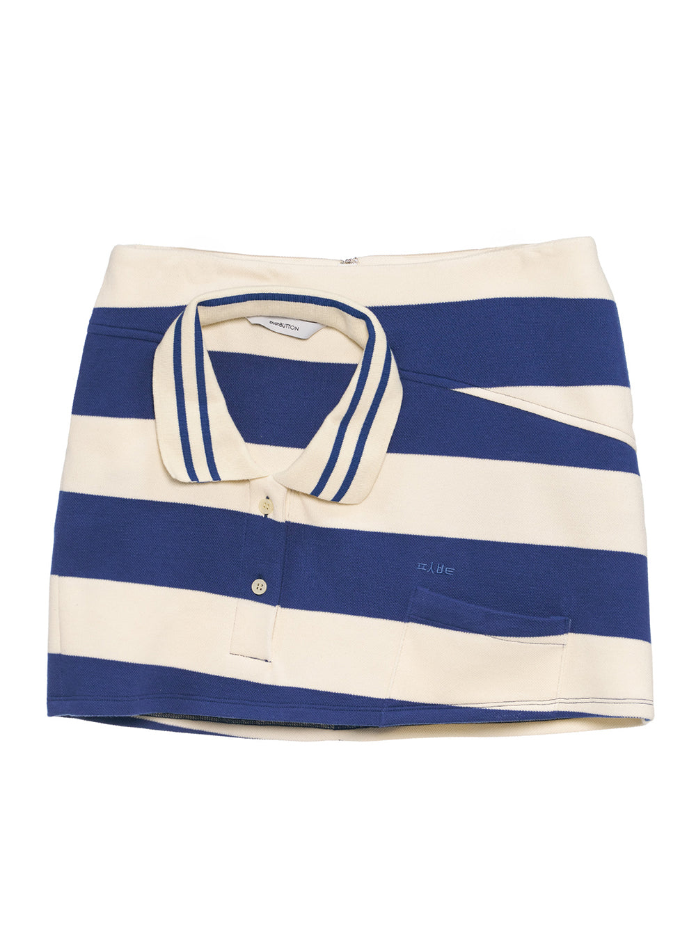 Pique Collar Front Skirt Blue-Stripe