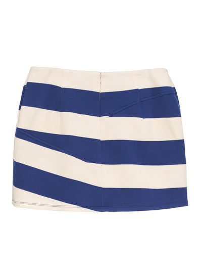 Pique Collar Front Skirt Blue-Stripe
