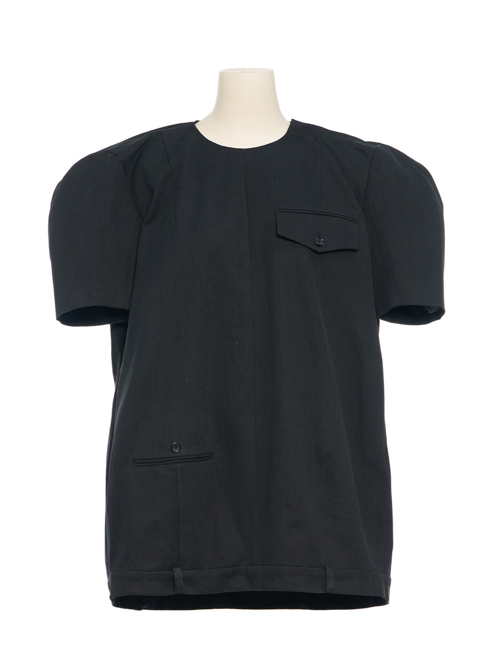 Trouser Detail Puff Mini Dress Black