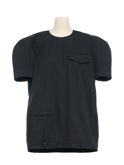 Trouser Detail Puff Mini Dress Black