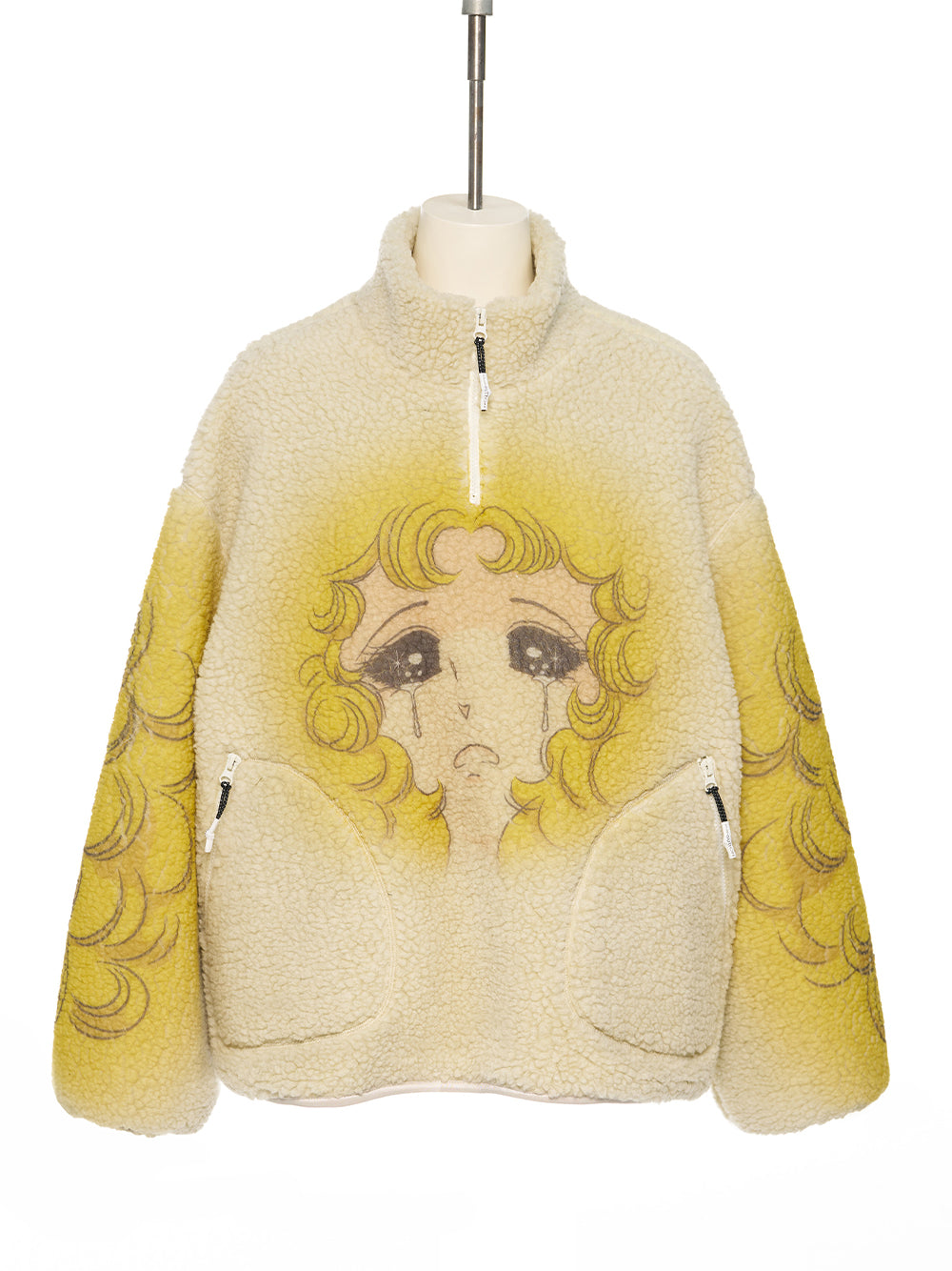 Crying Girl Half Zip Up Fleece L Bg