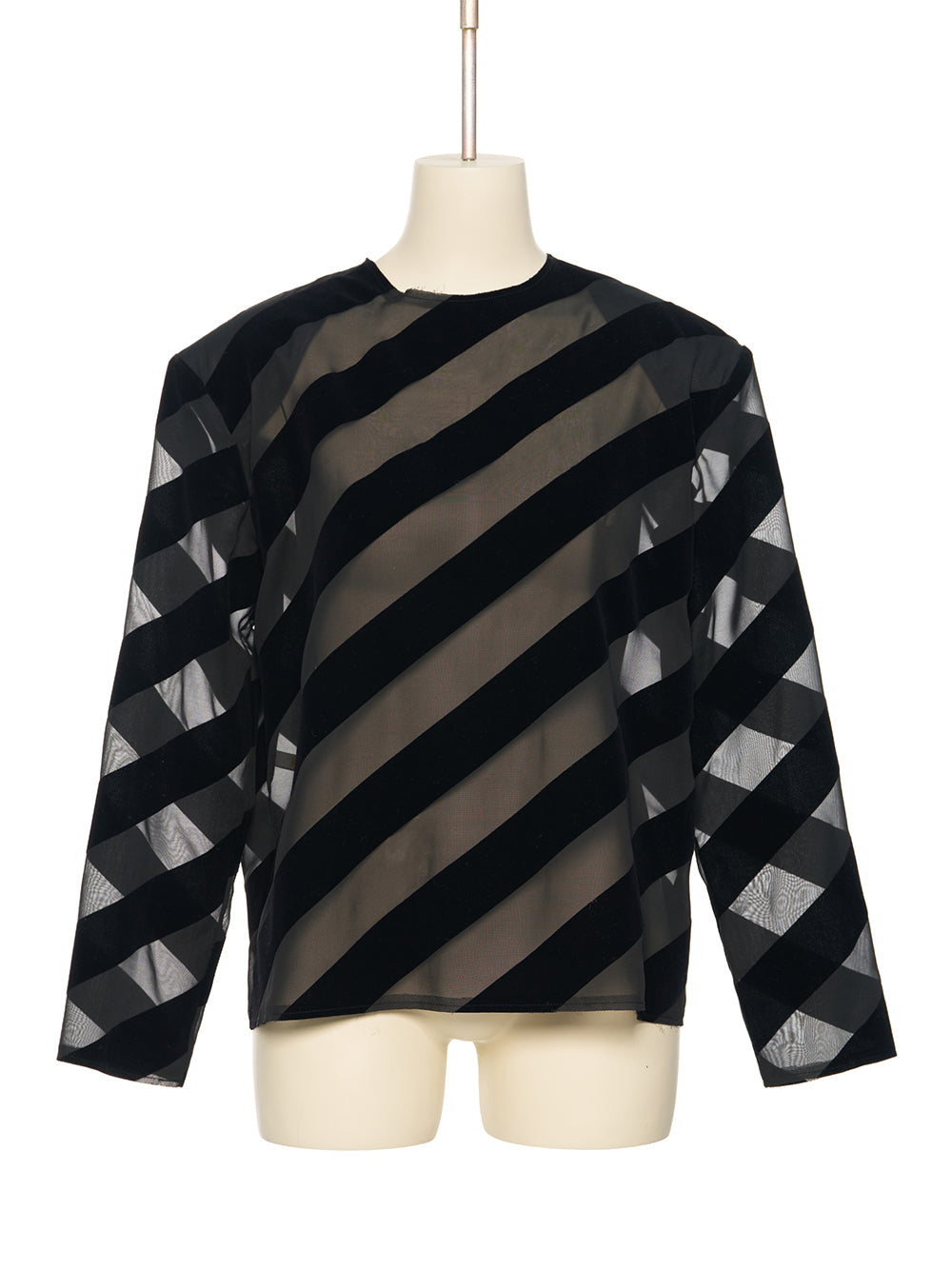 Black Diagonal Stripe Blouse Bk