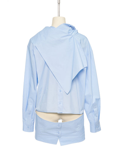 Blue Collar Up Side Down Shirt Bl