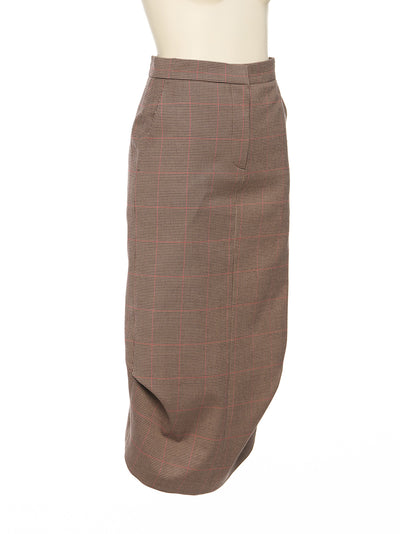 Brown Check Front Tucked Skirt Br(ch)