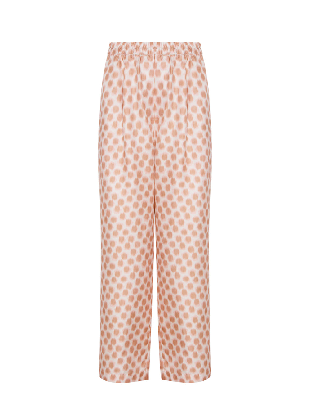 Silk Printed Long Pant With Elastic Blush