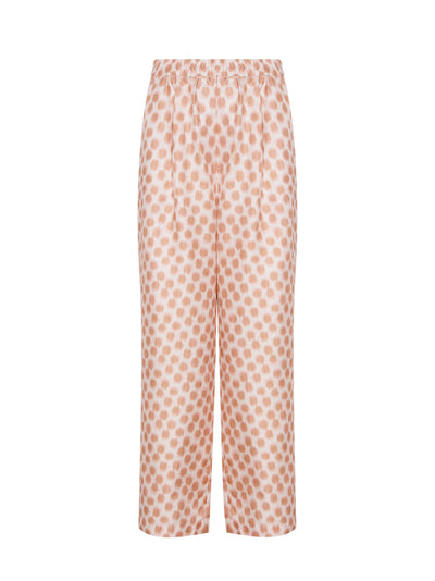 Silk Printed Long Pant With Elastic Blush