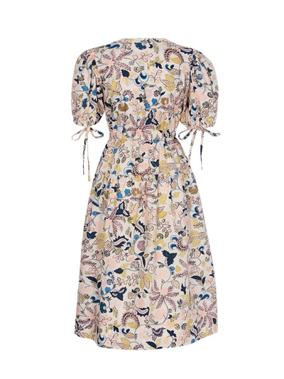 Adriana Short Sleeve Midi Dress (Magnolia)