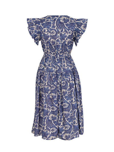 Kairi Flutter Sleeve Midi Dress Ocean