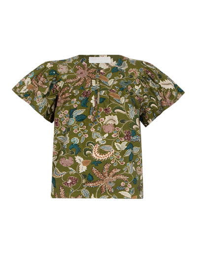 Perline Flutter Sleeve Blouse Lichen