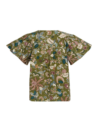 Perline Flutter Sleeve Blouse Lichen