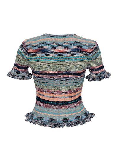 Miya Short Sleeve Knit Top (Azurite)