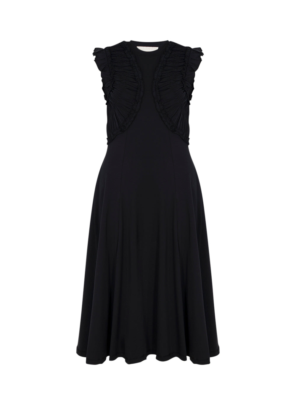 Shiva Sleeveless Ruffled Midi Dress Noir