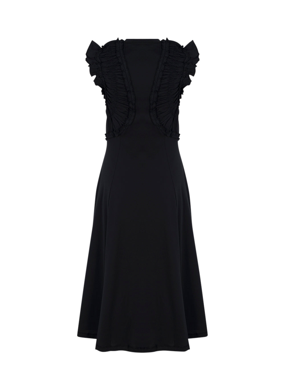 Shiva Sleeveless Ruffled Midi Dress Noir
