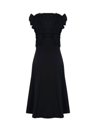 Shiva Sleeveless Ruffled Midi Dress Noir
