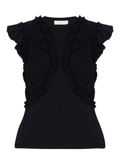 Val Sleeveless Ruffled Top Noir