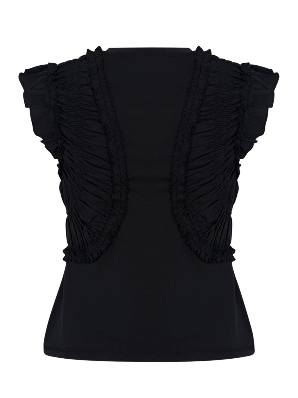 Val Sleeveless Ruffled Top Noir