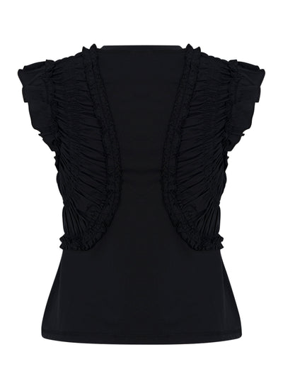 Val Sleeveless Ruffled Top Noir