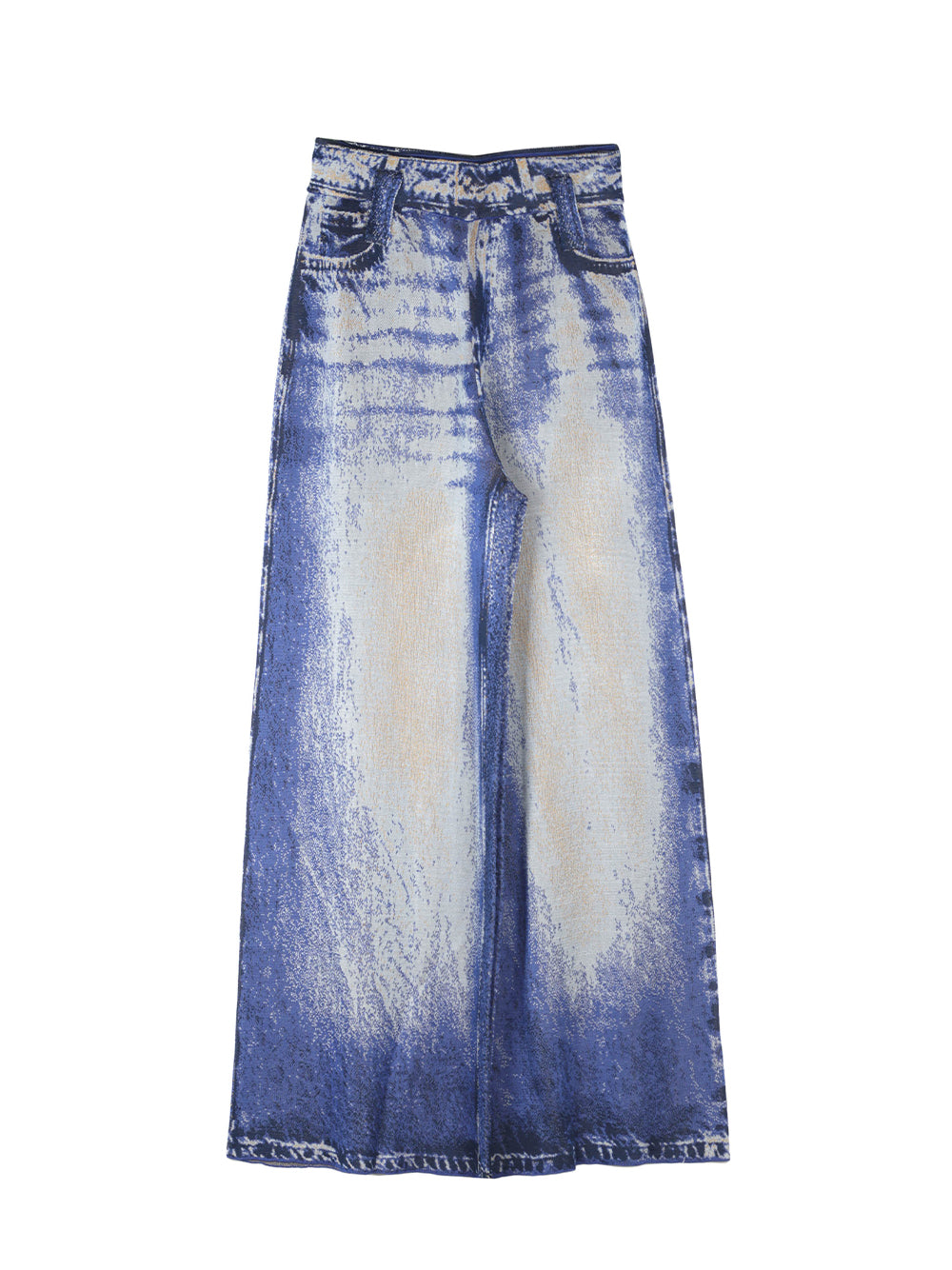 Aria Denim Print Wide Leg Pants Blueberry