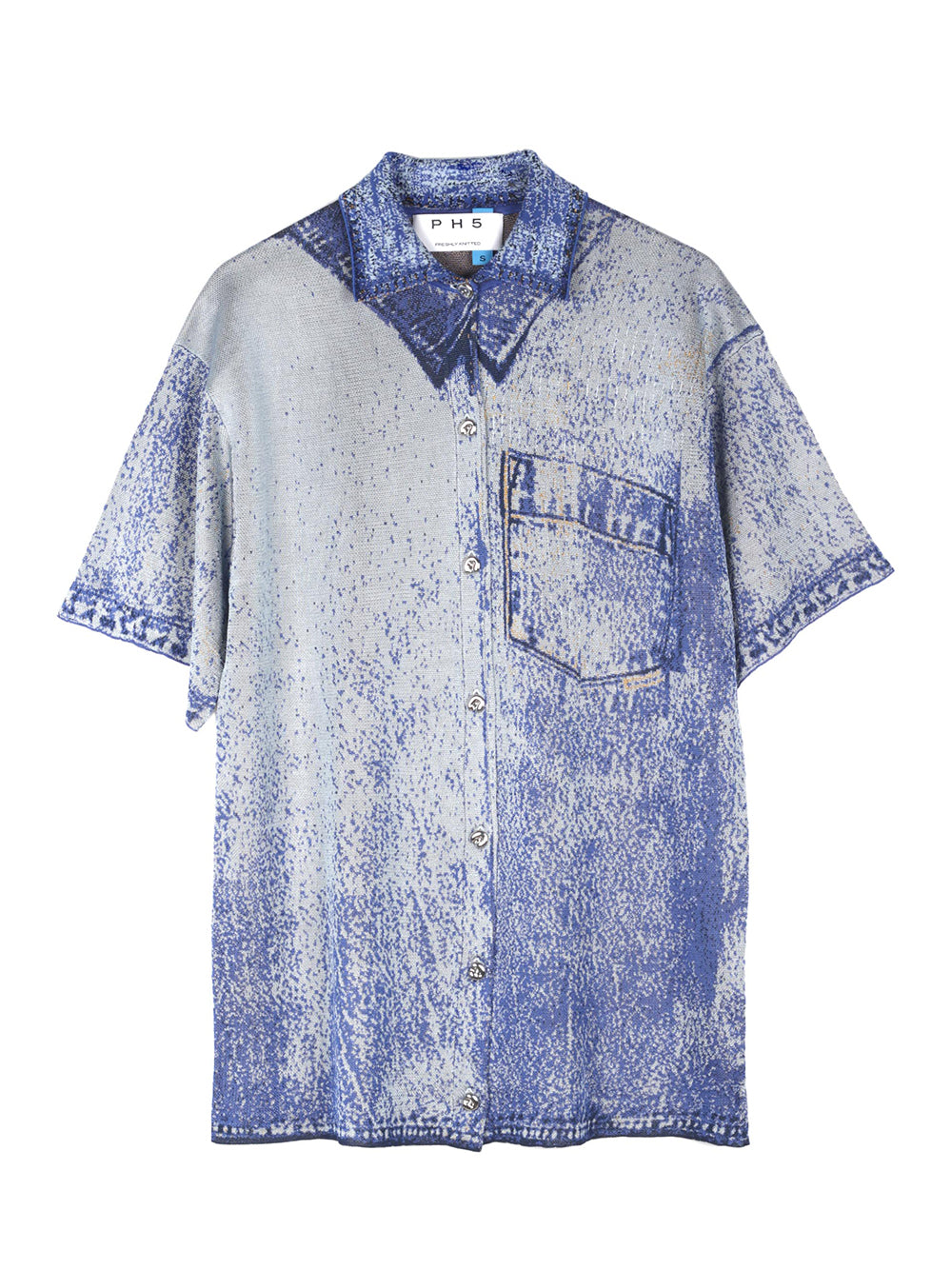 Asher Oversized Denim Print Polo Blueberry