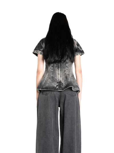 Denim Fitted T-shirt Black