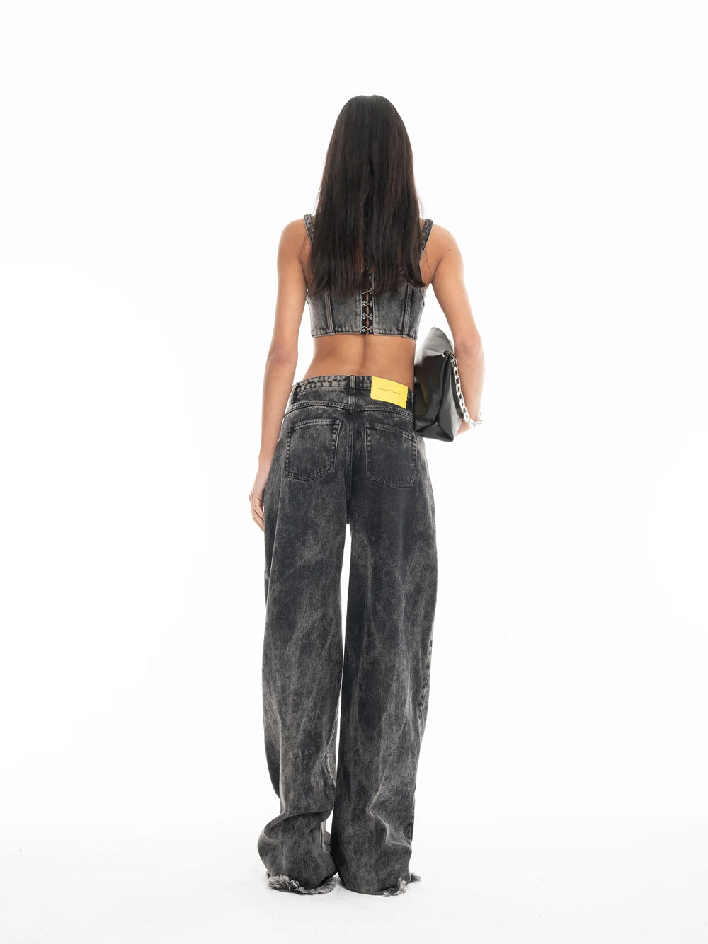 Acid Wash Boyfriend Jeans Black