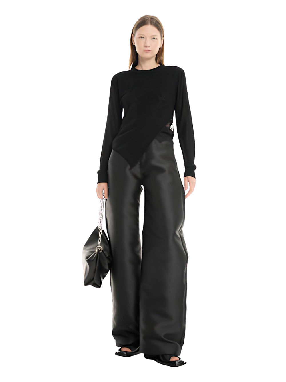 Mikado Boyfriend Style Trousers Black