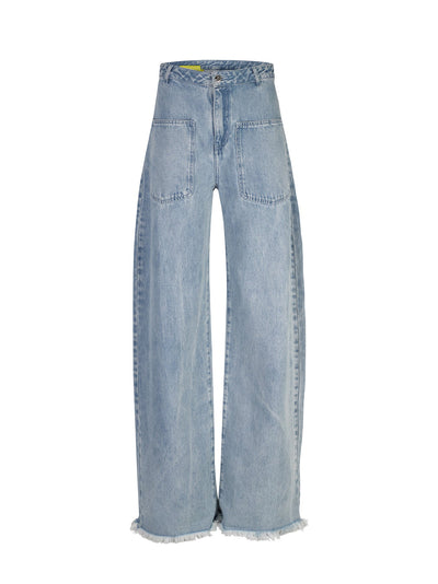 Denim Boyfriend Jeans With Pat Light Blue