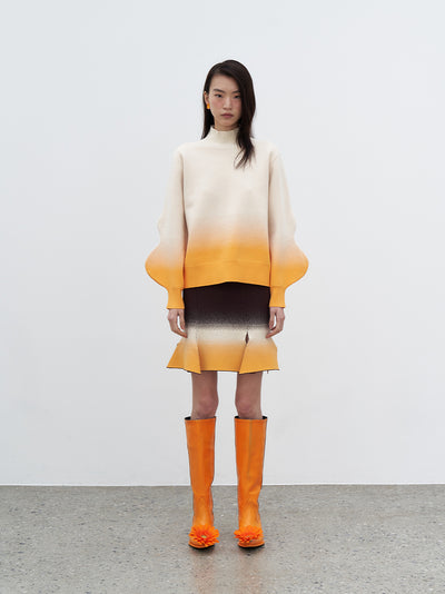 Aster Gradient Print Carwash Skirt (Maple Brown)