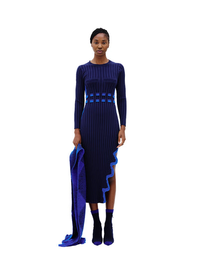 Aster Long Sleeve Pleated Dress (Black)