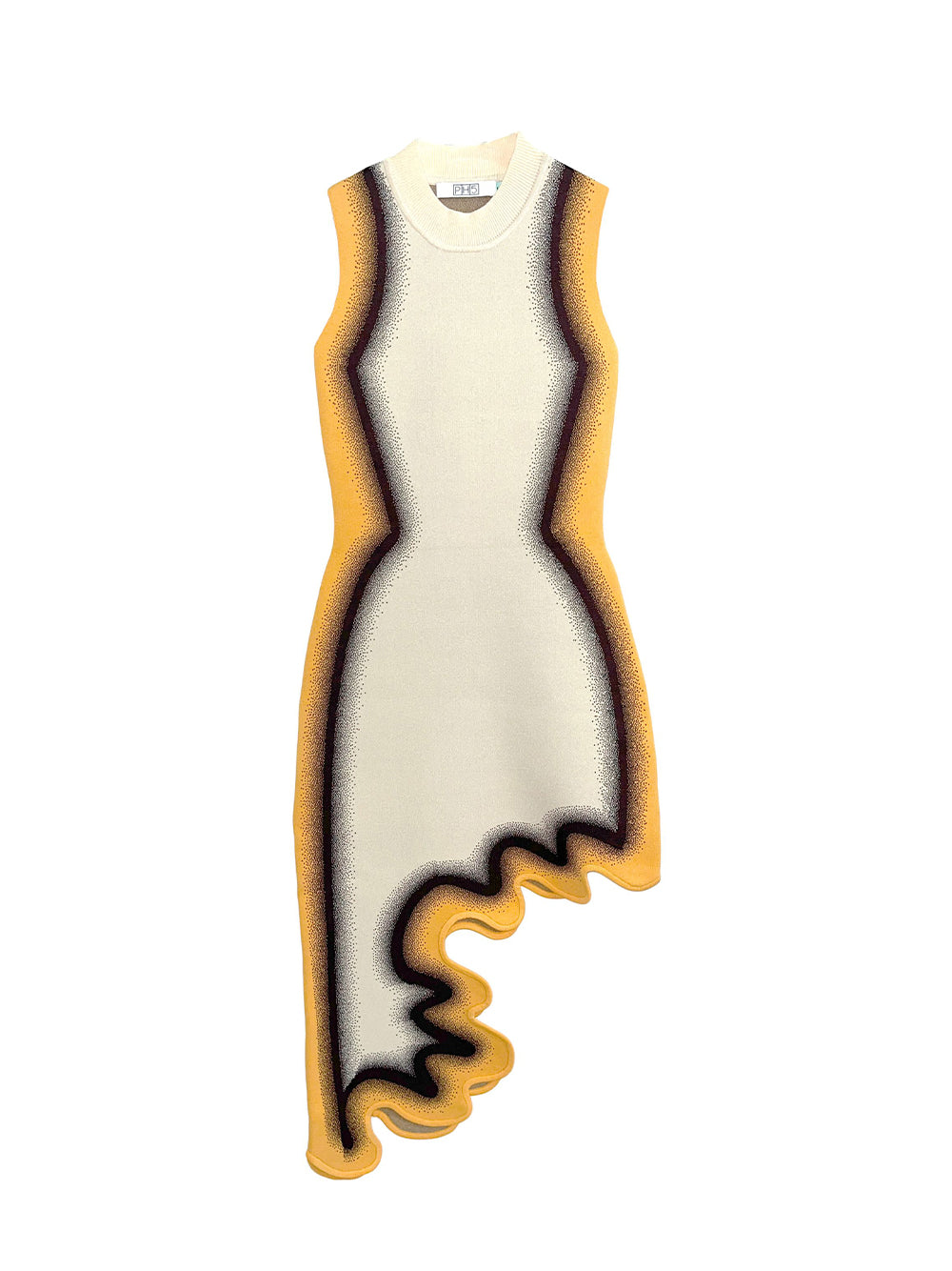 Brooklyn Wavy Asymmetric Dress (Barley)