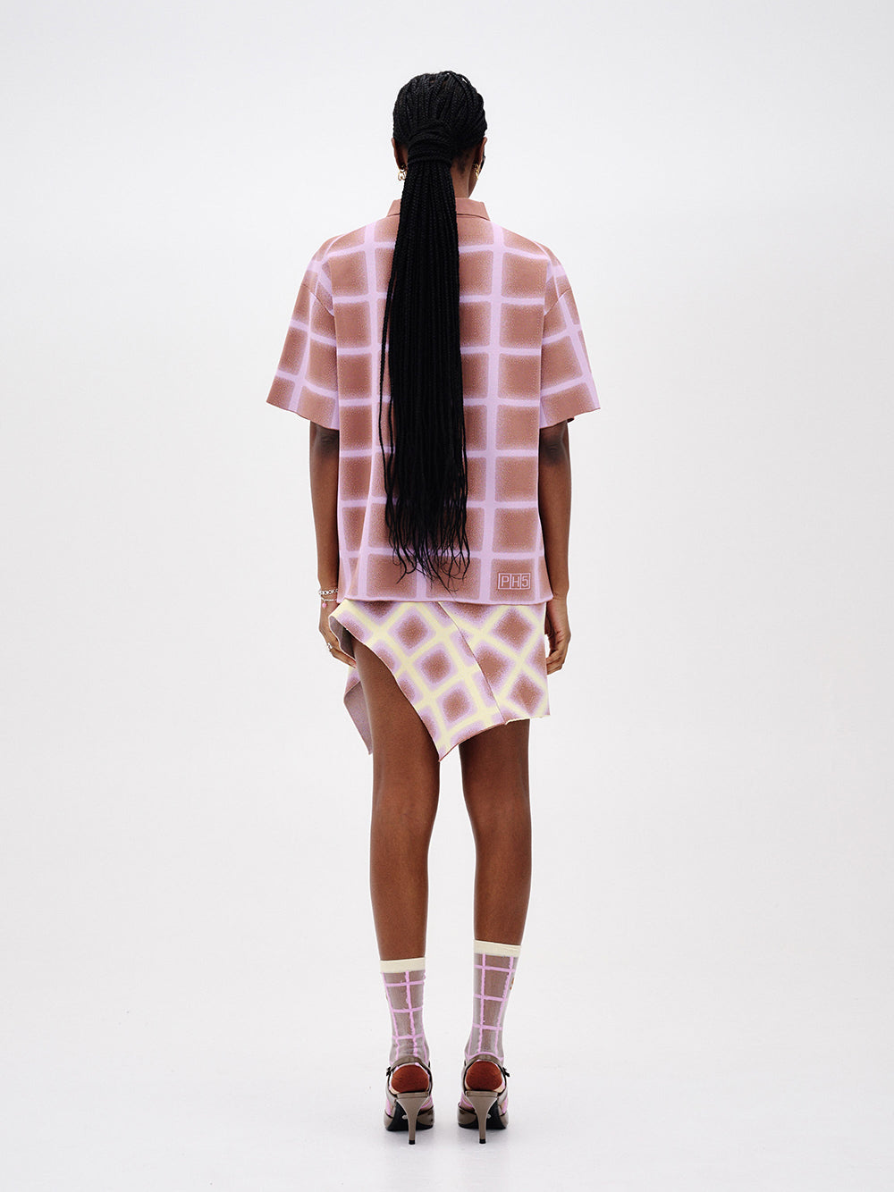 Camellia Oversized Plaid Shirt (Brown/ Pink)