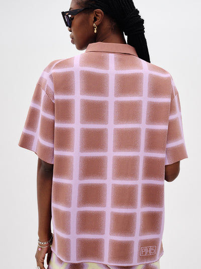 Camellia Oversized Plaid Shirt (Brown/ Pink)