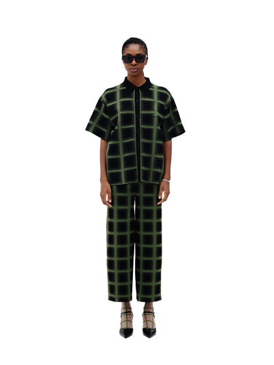 Camellia Oversized Plaid Shirt (Green/ Black)