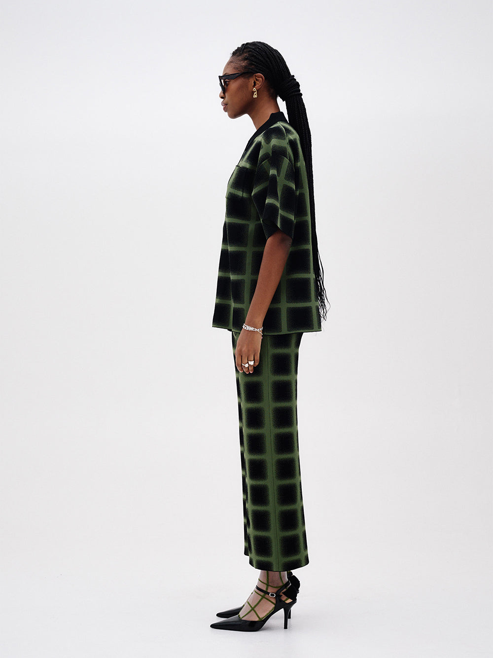 Camellia Oversized Plaid Shirt (Green/ Black)