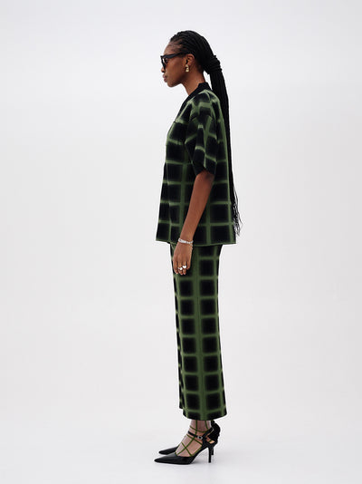 Camellia Oversized Plaid Shirt (Green/ Black)