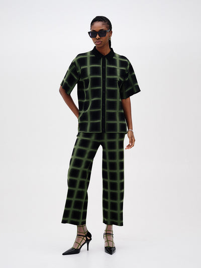 Camellia Oversized Plaid Shirt (Green/ Black)