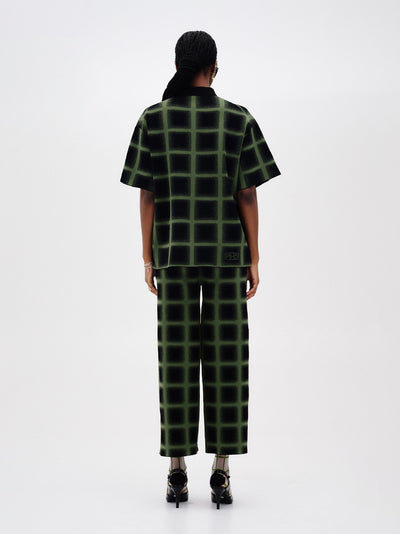 Camellia Oversized Plaid Shirt (Green/ Black)