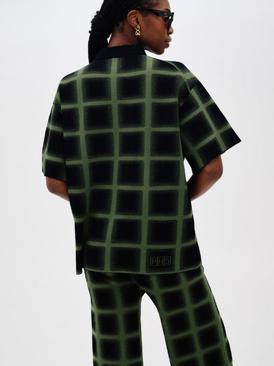 Camellia Oversized Plaid Shirt (Green/ Black)