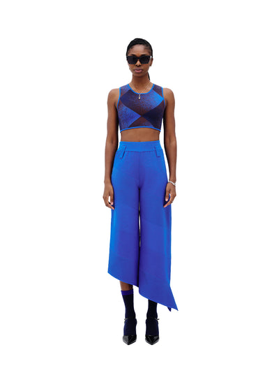 Coco Asymmetric Wide Leg Pants (Electric Blue)