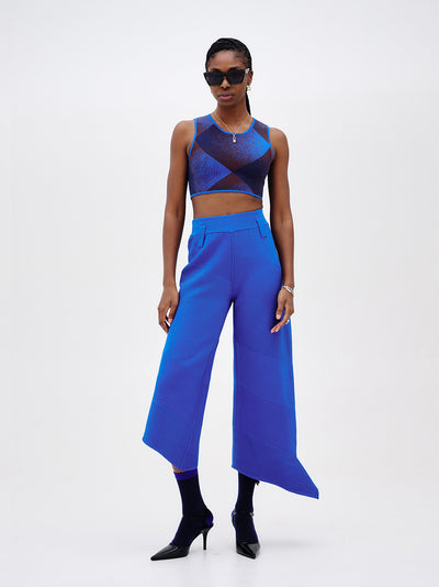 Coco Asymmetric Wide Leg Pants (Electric Blue)