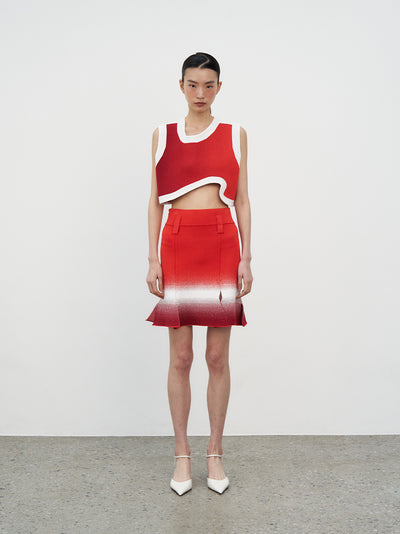 Dahlia Oversized Wavy Crop Top (Red Tulip)